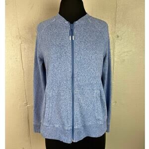 TALBOTS ZIP JACKET Womens Blue Lightweight Stretch Casual Size Large